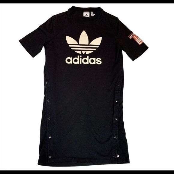 Adidas originals three stripes Cotton short sleeve Logo dress Sz XS - Picture 3 of 14